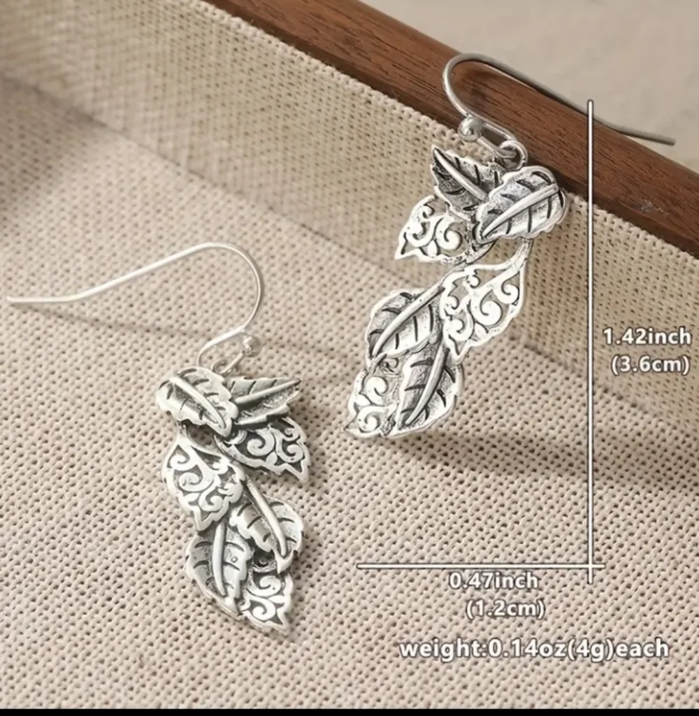 Silvertone Leaf Earrings